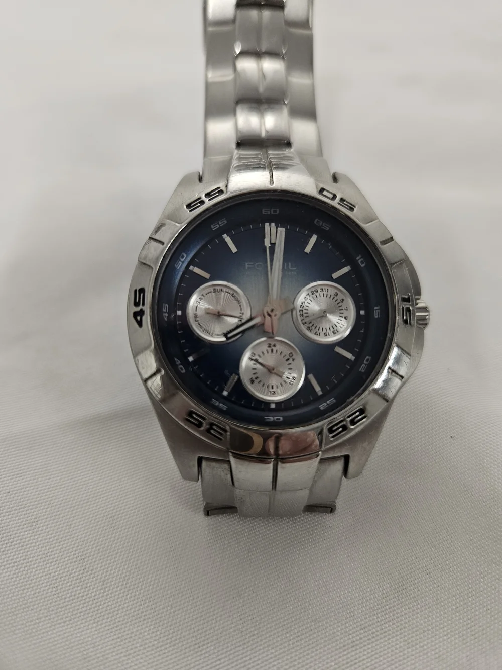 Fossil Stainless Steel Chronograph Watch‎ - Blue Dial